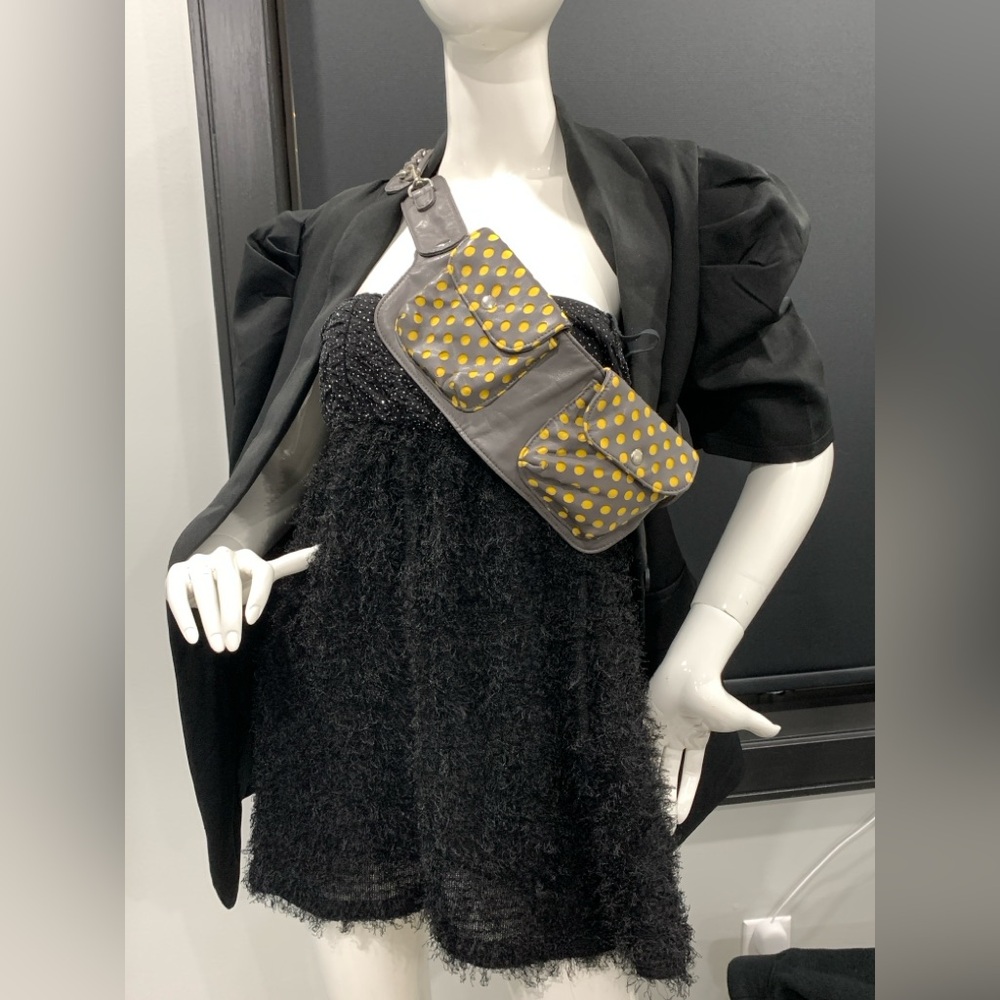 Grey & Yellow Polka Dot Utility Pocket Belt | Festival Hip Bag | Max Fit 39"